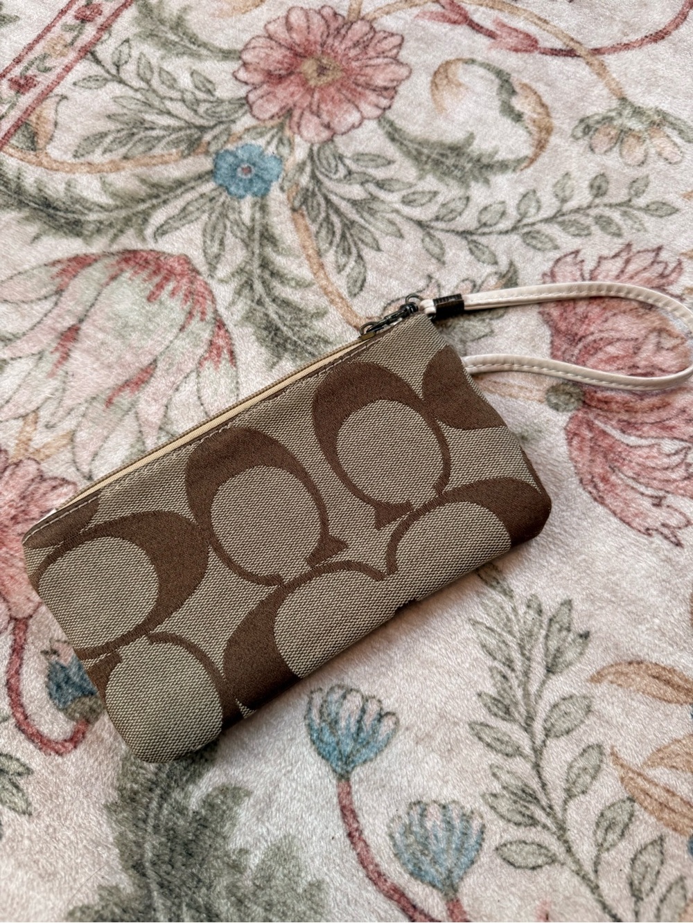 Coach Brown Khaki Signature Canvas Wristlet
